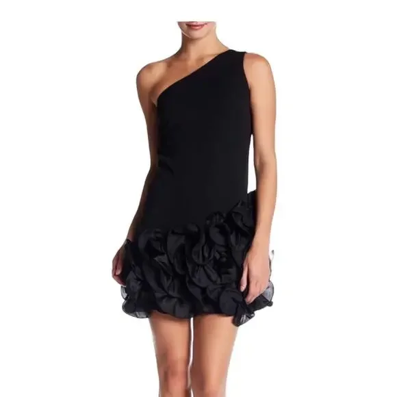Jessica Simpson | Dresses | Jessica Simpson Dress Womens 8 Black Ruffle One  Shoulder Cocktail Formal Party | Poshmark